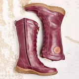 Women's casual lace-up zipper boots