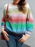 Color-Block Casual Ombre/tie-Dye Shift Sweater