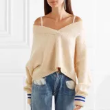 Fashion V-Neck Sling Strapless Sweater