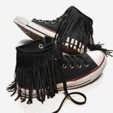 White Cloth Winter Tassel Flats