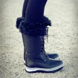 Women Winter Comfy Lace Up Mid-Calf Boots