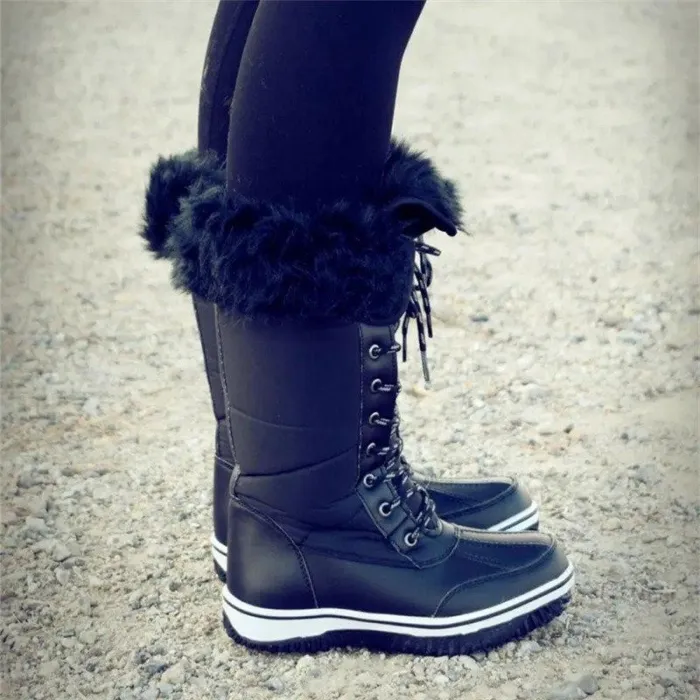 Women Winter Comfy Lace Up Mid-Calf Boots