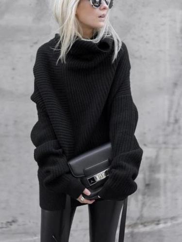 Knitted Autumn And Winter High Neck Loose Sweater