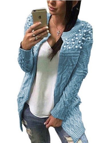 Knitted Crew Neck Long Sleeve Cardigans