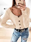 Cotton-Blend Long Sleeve Casual Crew Neck T-Shirts
