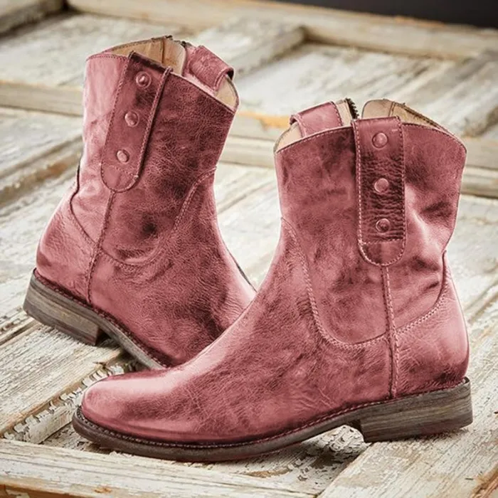 Women Casual Vintage Boots With Side Zipper