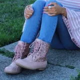 Women Casual Lace-Up Sparkling Glitter Pu Boots