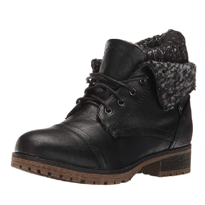 Women Warm Martin Booties Casual Comfort Plus Size Lace Up Shoes