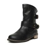 Buckle Strap Boots Women Mid-Calf Shoes