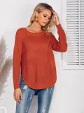 Long Sleeve Crew Neck Solid Sweaters