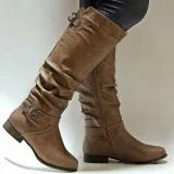 Womens Zipper Daily Chunky Heel Riding Knee High Boots