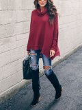 4 Colors Elegant Turtle Neck Paneled Knit Wear Sweaters