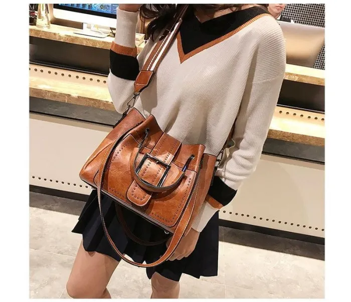 Large Capacity Vintage Tote Crossbody Bag