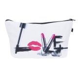 Fashion Lipstick LOVE Flower 3D Printed Cosmetic Bags Multifunction for Travel
