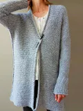 Eyelet Solid Casual Long Sleeve Mohair Fashion Cardigan