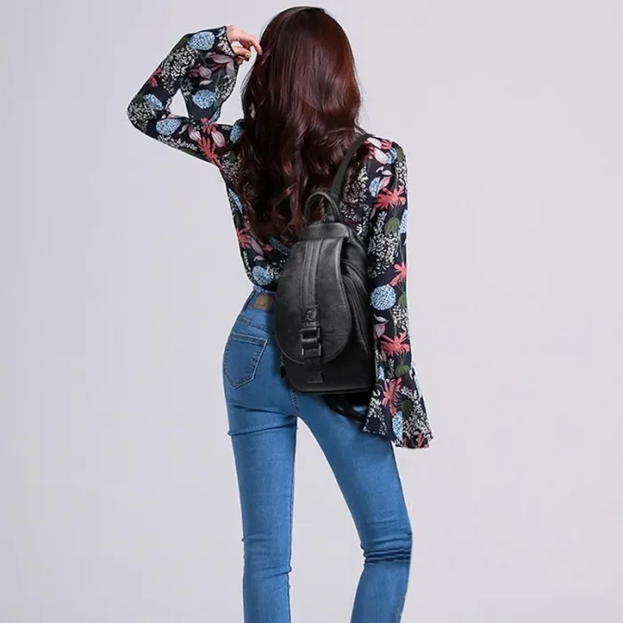 2 in 1 Women Leather Backpack+Crossbody Sling Shoulder Bag