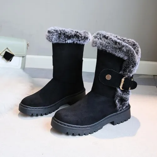 Women New Snow Boots Low Heel Mid-Calf Warm Boots