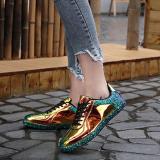 Euramerican Style Lace-Up Low-Top Metal Sneakers