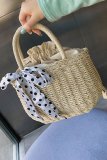 Women's Summer Beach  Woven Straw Pull Rope Handbag