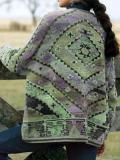 Vintage Color-Block Tribal Women's Cardigan