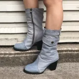 Mid-rise chunky with casual denim booties