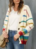 Beige Long Sleeve V Neck Sweater