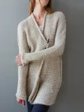Eyelet Solid Casual Long Sleeve Mohair Fashion Cardigan