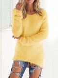Paneled Crew Neck Casual Sweater