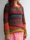 Color-Block Striped Long Sleeve Wool Blend Sweaters