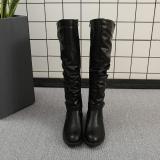 Womens Zipper Daily Chunky Heel Riding Knee High Boots