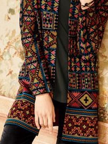 Multicolor Long Sleeve Casual Outerwear