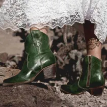 Winter High Heel Coarse Heel Plain Zipper Pointed Head Boots