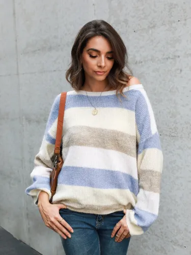 Multicolor Gradient Casual Long Sleeve Crew Neck Sweaters