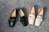 Natural Real Leather Bow Square Toe Flat Boat Shoes