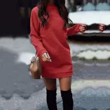 Crew Neck  Patchwork  Rib Knit Cuffs  Plain Bodycon Dresses