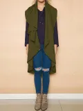 Sleeveless Casual Asymmetric Cotton Cardigan