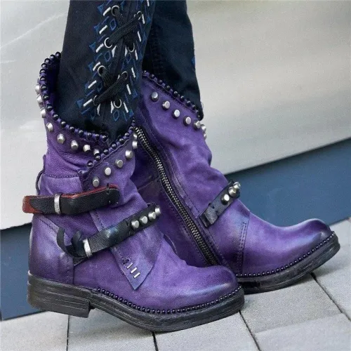Women  Vintage and Comfortable Boots With Buckle