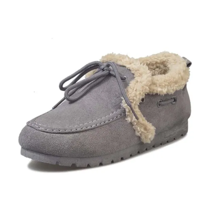 Women Warm Snow Booties Flat Heel Winter Slip On Boots