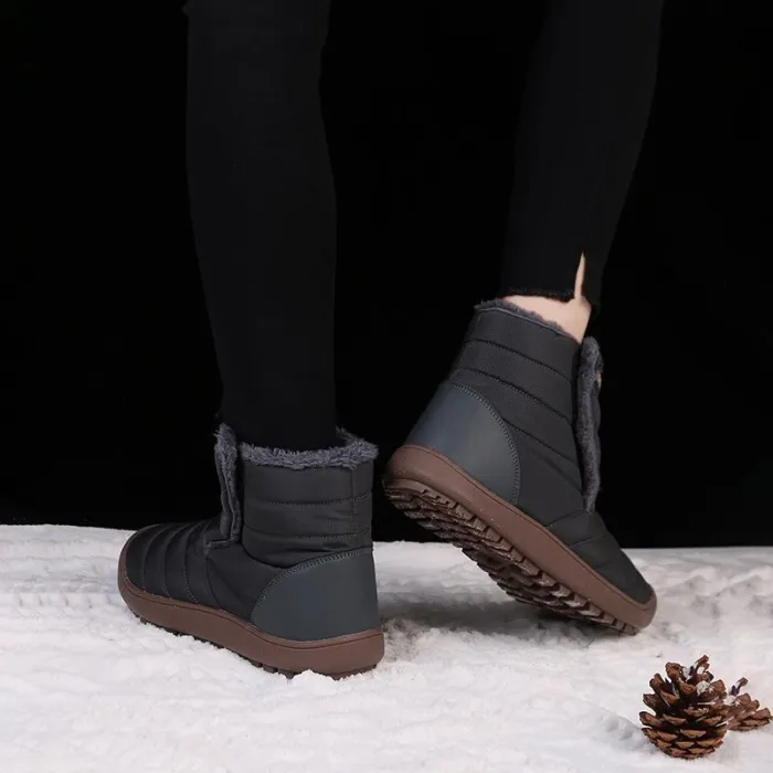 Large Size Unisex Waterproof Fur Lining Slip On Snow Boots