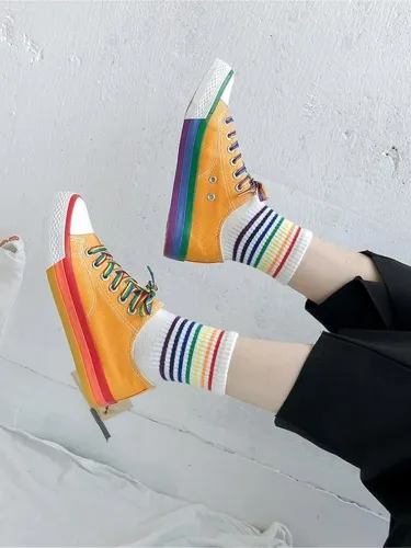 Women's color canvas casual shoes