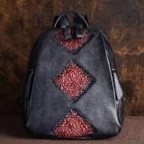 Leather vintage ethnic backpack