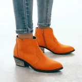 Chunky Heel Closed Toe Women Boots