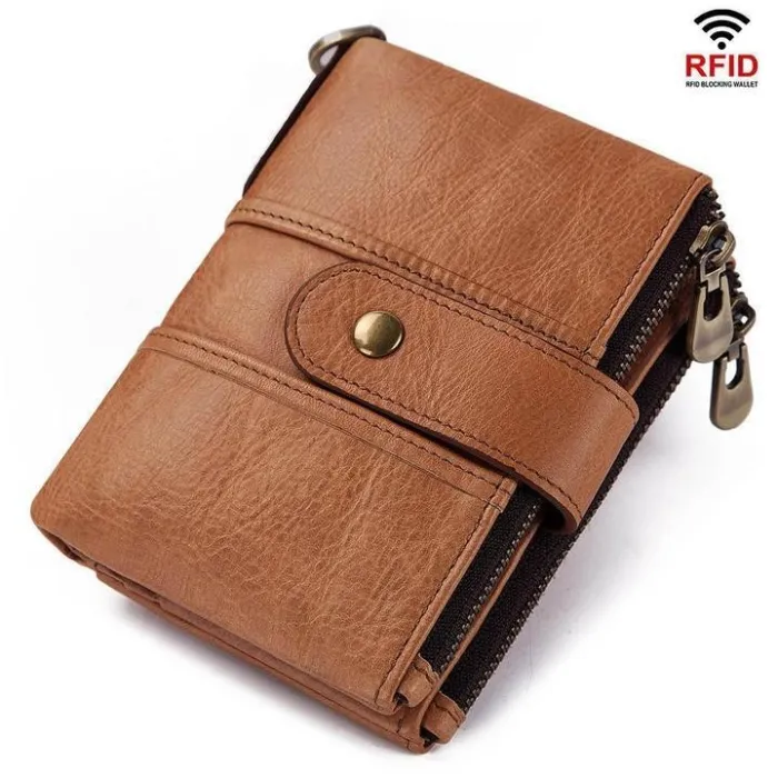 Men's Genuine Leather RFID Buckle Wallet