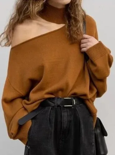 Women‘s Long Sleeve One Shoulder Shirt Blouse