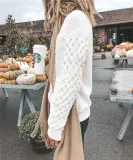 Fashion pure color twist knitting a sweater