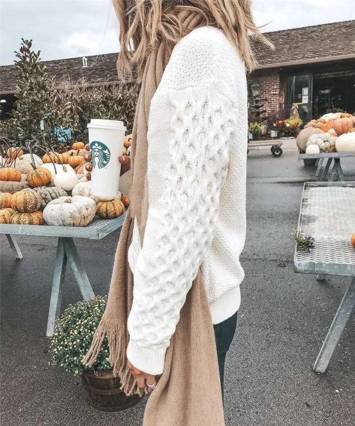 Fashion pure color twist knitting a sweater