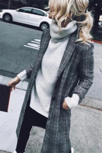 British Style Vintage Plaid Cardigan Coat