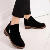 Green Slip-On Women's Suede Ankle Boots