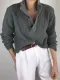 Casual Pure Color Button Tachibana Sweater