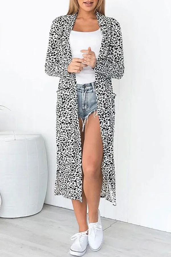 European And American Style Leopard Print A Lapel  Street Snap Cardigan